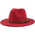 thumbnail image 1 of Sombrero sencillo con cinturón de gamuza y lana, estilo jazz, para otoño e invierno, para mujer, 1 of 6
