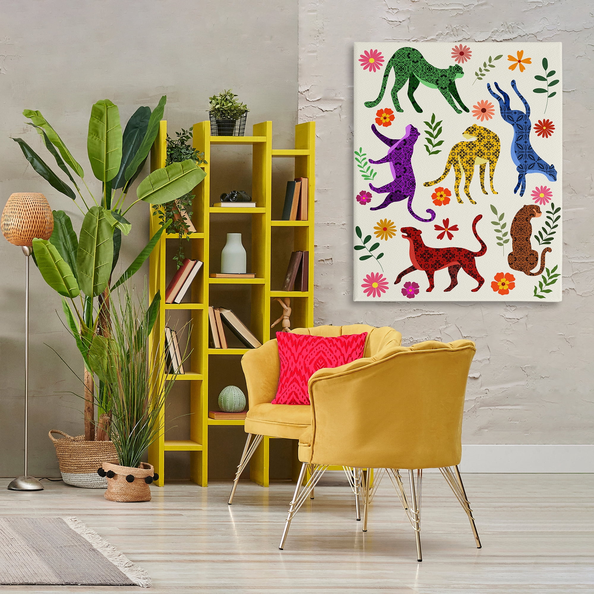 Stupell Industries Boho Patterned Cheetahs Animals & Insects Painting Gallery Wrapped Canvas Art Print Wall Art, 36 x 48