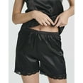 thumbnail image 4 of Real Essentials 3 Pack: Women's Silk Satin Cami Pajama Set With Shorts Lace Trim Lingerie Sleepwear, 4 of 6