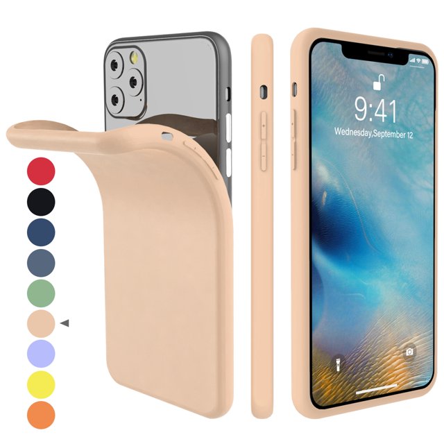 TORUBIA For iPhone 11 Pro 5.8 Inch Back Case Slim Fit Soft TPU Phone Case Built-in Velvet Material Anti-Scratch Protective Sandstone,Full Body Protection Liquid Silicone Pink