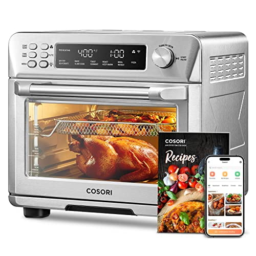COSORI Toaster Oven Air Fryer Combo, 12-in-1, 26QT Convection Oven Countertop, Stainless Steel with Toast Bake and Broil, Smart, 6 Slice Toast, 12'' Pizza, 75 Recipes&amp;Accessories