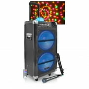 Dual 10" Portable PA System with Rechargeable Battery, Wireless VHF Handheld Microphone & Bluetooth Compatible