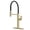 GOLD, variant on MASO Pull-Out Kitchen Faucet with 360° Swivel Modern Black Rubber Neck, Single Handle Single Hole Sink Faucet, 304 Stainless Steel, 2 Spray Modes, Brushed Nickel