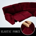 thumbnail image 3 of CJC 5 Seat Velvet Recliner Sofa Covers, 7-Piece Corner Sofa Covers, L-Shaped Sectional Couch Slipcovers, Stretch Furniture Protector, Burgundy, 3 of 9