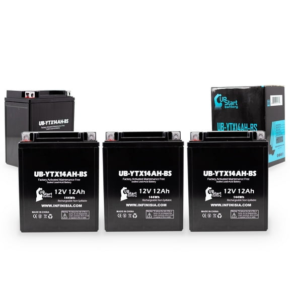 4-Pack UB-YTX14AH-BS Battery Replacement for 1992 Yamaha YFM35ER Moto 4 350 CC ATV - Factory Activated, Maintenance Free, Motorcycle Battery - 12V, 12AH, UpStart Battery Brand