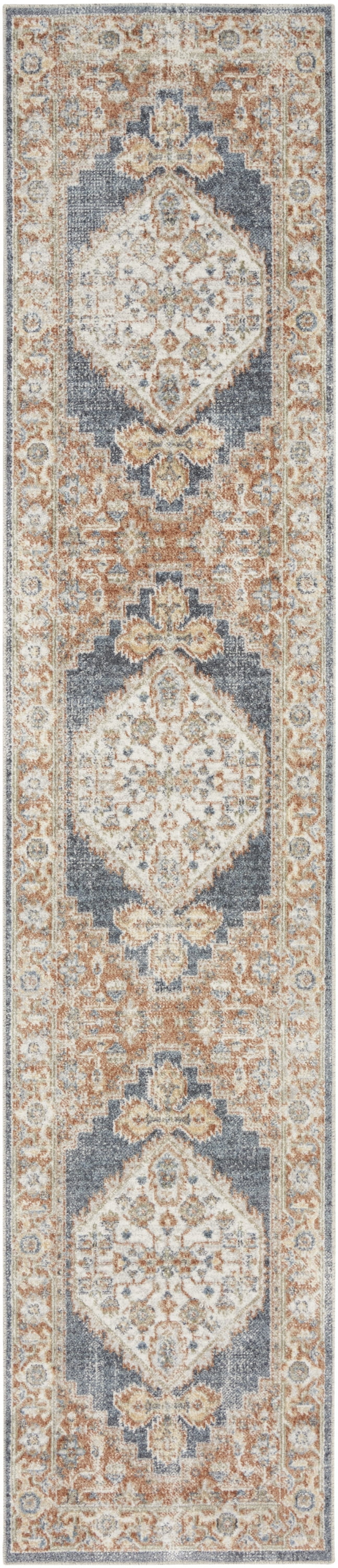Nourison Astra Machine Washable Persian Denim Multi 2'2" x 12' Area Rug (2x12)