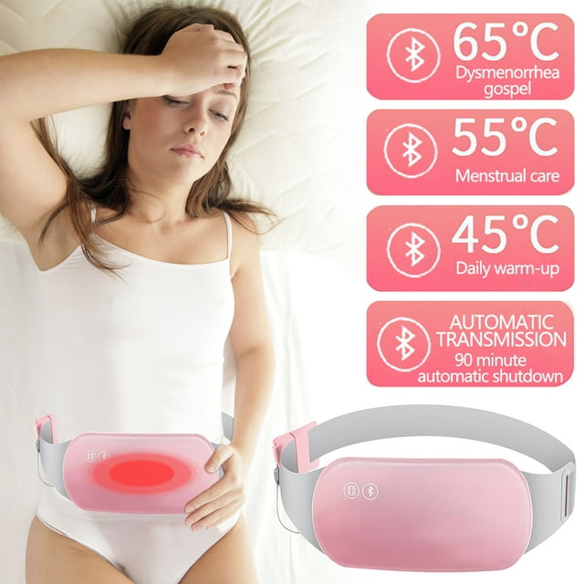 Fiudx Almohadilla Térmica Portátil, Calentamiento Rápido En 5 Segundos, 7 Modos de Temperatura y 7 Modos de Masaje Por Vibración, Alivia El Dolor Menstrual y de Espalda, Cintura Ajustable, Ideal para