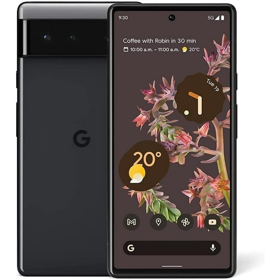 Pre-Owned Google Pixel 6 5G 128GB Factory Unlocked G9S9B 6.4 in 8GB RAM Smartphone - Stormy Black (Fair)
