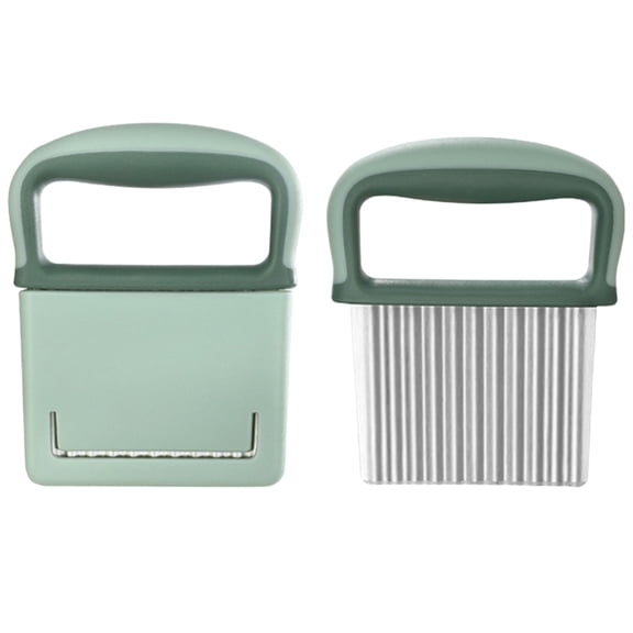 FXMLRLK 1 Pack Crinkle Cutter Knife, Potatoes Crinkle Fry Cut and Vegetable Cutter for Veggies, Stainless Steel Carrot Slicer(Light Green)