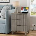 thumbnail image 3 of GIKPAL Night Stands for Bedroom, Modern Bedside Table with 3 Drawers & Charging Station,Fluted Panel End Tables for Bedroom & Living Room, Dark Grey Oak, 3 of 10