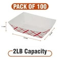 thumbnail image 2 of Concession Essentials 2lb Disposable Red and White Plaid Food Trays, Large, Pack of 100ct, 2 of 6
