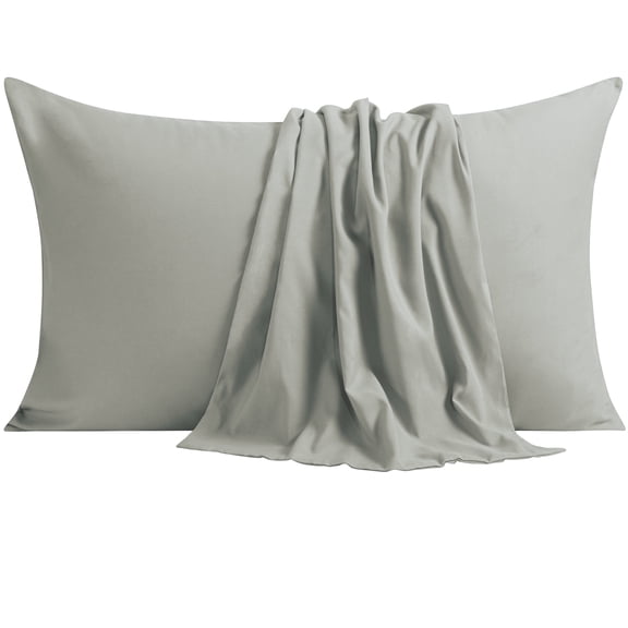 NTBAY Ultra Soft Double Brushed Microfiber Pillowcase Set, Hypoallergenic, King, Smoke Gray, 2 Pack