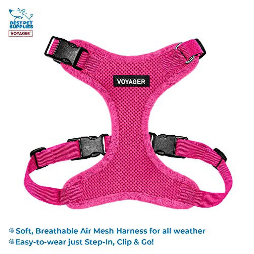 Best Pet Supplies Voyager Step-in Lock Dog Harness with Reflective Leash and Neoprene Handle, Fuchsia, Size S