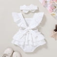 thumbnail image 3 of Younger Tree Baby Girl Romper Summer Toddler Casual Ruffled Sleeveless Cotton Overalls Clothes for 0-3 Months, 3 of 8