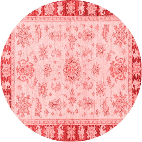 Ahgly Company Machine Washable Indoor Round Oriental Red Traditional Area Rugs, 4' Round