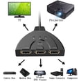 thumbnail image 2 of Interruptor, hdmi pigtail splitter 3 en 1 hacia fuera con cable de alta velocidad pigtail 3 puertos de auto switcher hub para ampliar su hdmi capacidad, soporta 3d 1 brand modelStyleType, 2 of 2