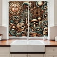 thumbnail image 3 of Ambesonne Boho Esoteric Kitchen Curtains, Hidden Woodland Skull, 55"x45", Cream Paprika Cadet Blue, 3 of 3