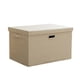 thumbnail image 1 of Contenedor de almacenamiento de tela de lino con tapa, caja de almacenamiento plegable, cesta de almacenamiento organizadora, 1 of 5
