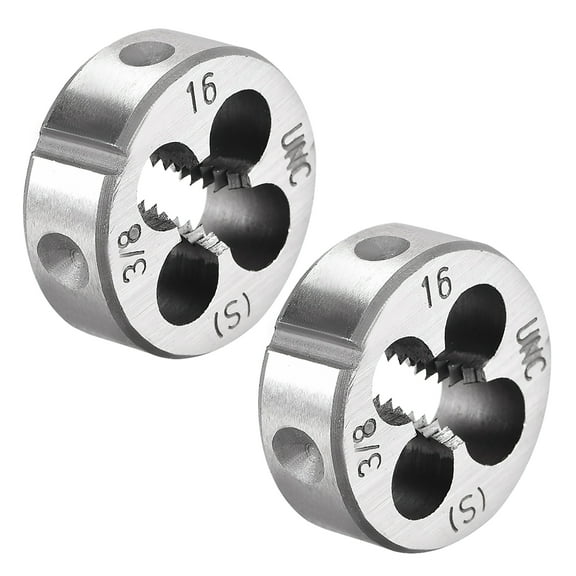 Uxcell 3/8-16 UNC Alloy Tool Steel Machine Thread Round Threading Dies 2 Pack