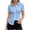 Blue, variant on Button down Shirts for Women Lapel Collared Trim Waist Short Sleeve Slim Fitted Summer Business Casual Work Tops