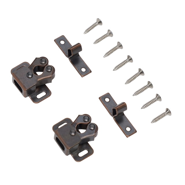 MYG pour Bantam Clips de Porte Armoire Perles Tactiles Type Carte Loquets Magnétiques Double Rouleau Matériel Auto-Fermant pour Tiroirs Réduction de Bruit Rouge Ancien 2 Pcs
