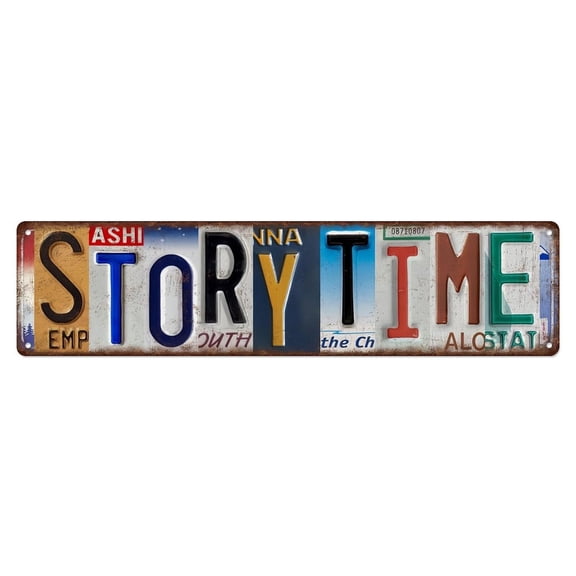 Metal Signs: Vintage Book Nook Street Sign Story Time Wall Decor Library Metal Tin Signs Poster for home, bar and office, man nest and garage living room, and also a great gift for others.