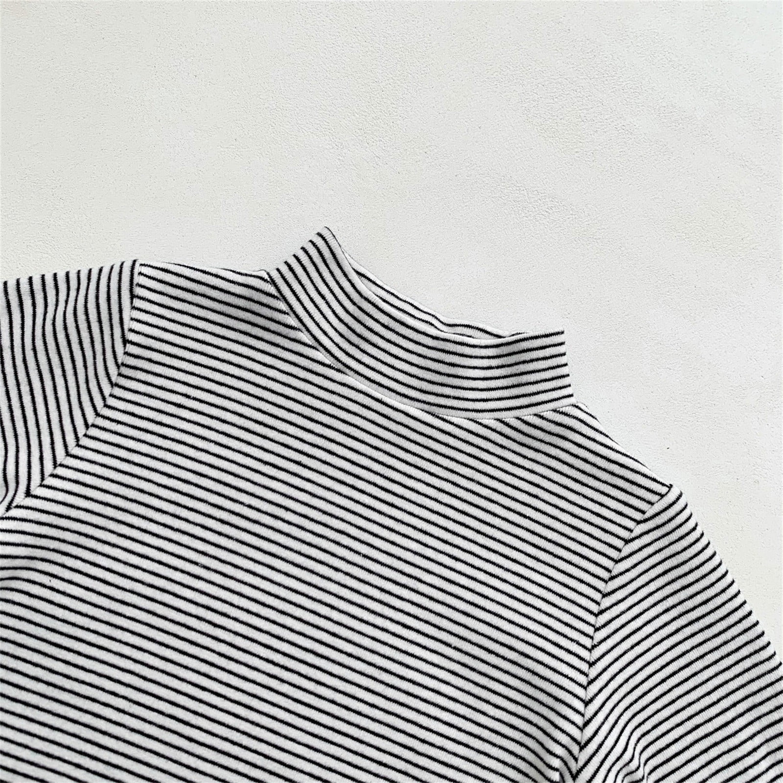 T-shirt Polo Bébé Rayé Manches Longues Bleu Grisé