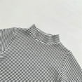 thumbnail image 6 of Hjtefg Kids' Semi-Turtleneck Tee - Korean Style Striped Long Sleeve Blouse, Cozy Winter Base Layer,Color: White Size: 12-18 Months, 6 of 6