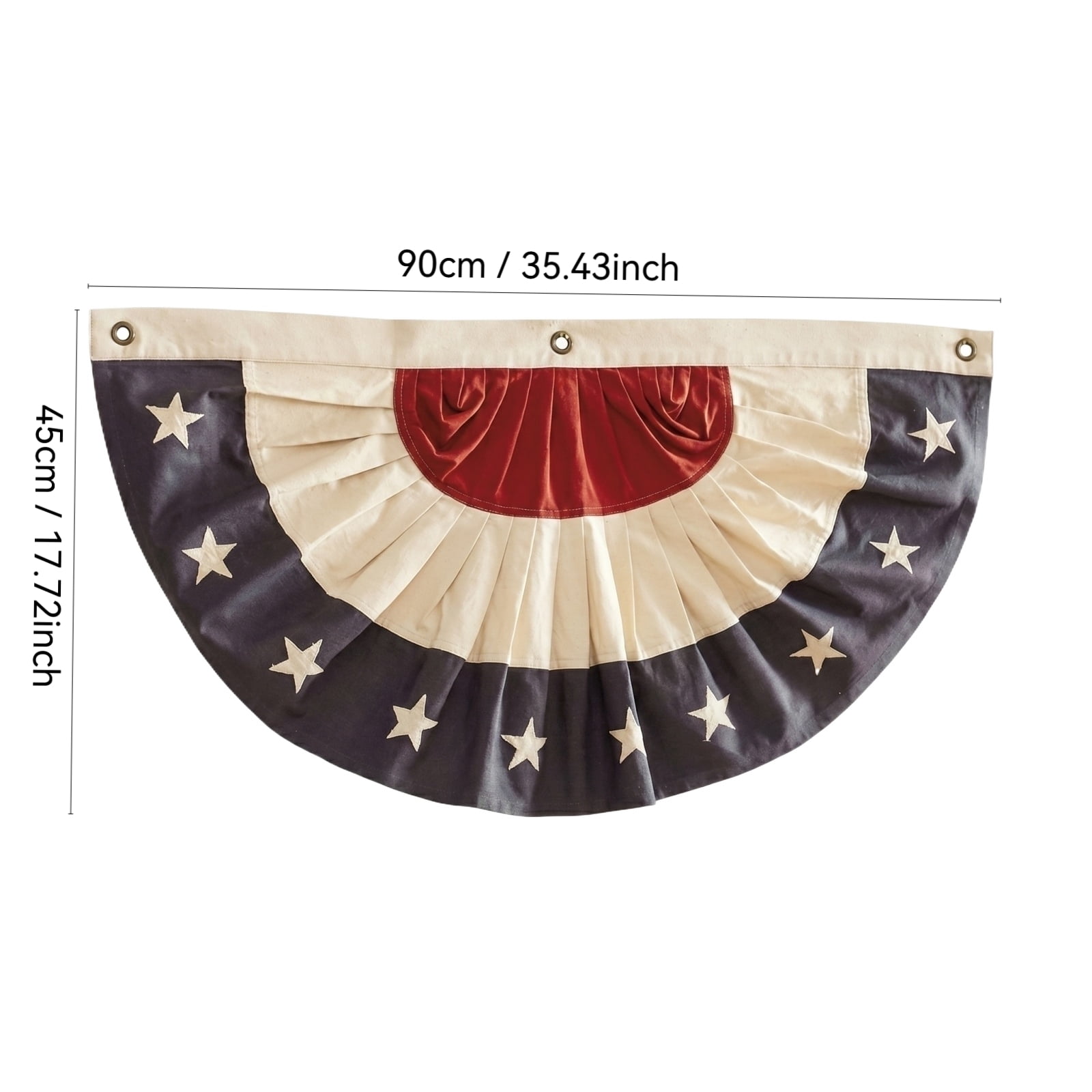 Heritage American Flag Banner – 18"W, 35"L Vintage Pleated Fan Bunting – 250th USA Independence Day Patriotic Outdoor & Indoor Decoration – JEWLALO