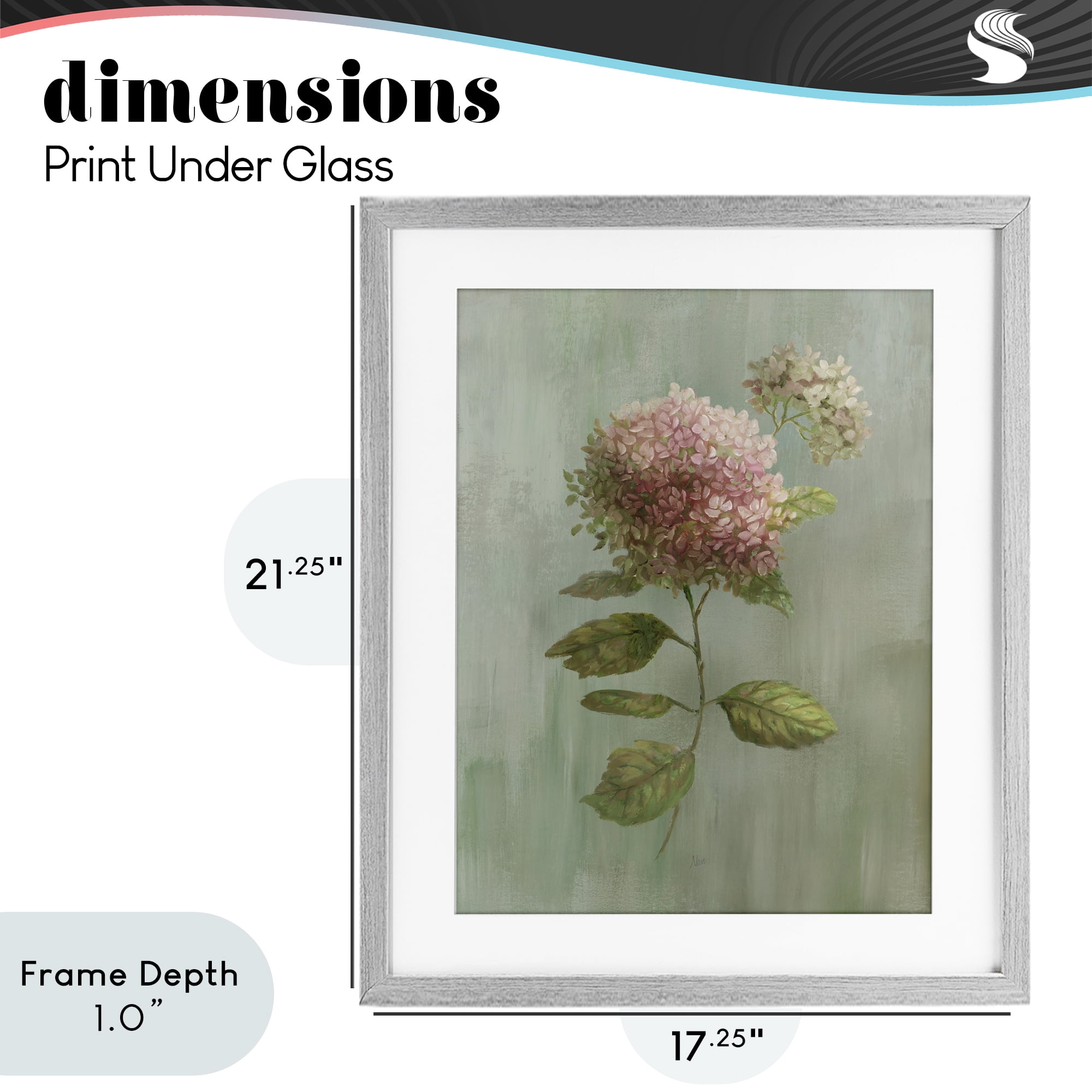 Stupell Industries Vintage Hydrangea Bushel Gray Framed Print Under Glass, design by Nan