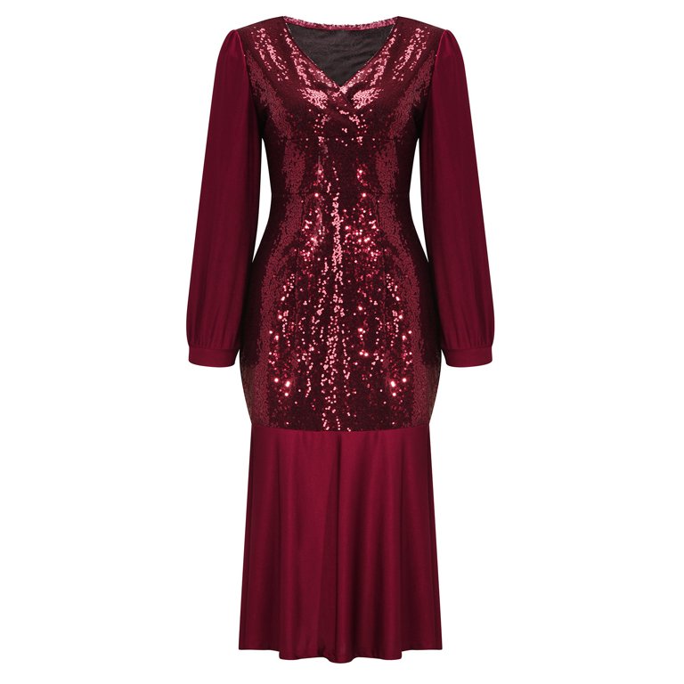 burgundy sequin dress plus size Off Shoulder Vandia Sequin Dress, Plus