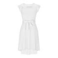 thumbnail image 2 of Favoffer Summer Girl's Ruffle Sleeve Mesh A-Line Dress - Belted Casual Party Dress with Pockets for Daily, Vacation, Big Kids 5-14Y, 2 of 7