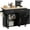 Black, variant on Frmobepts Rolling Kitchen Island with Drop Leaf, Tilt Out Kitchen Trash Cabinet 10 Gallon Storage, Kitchen Cart Island with Rubber wood Top, Spice Rack and Drawers,White