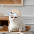 thumbnail image 3 of ievspot Pet Straw Hat Handwoven Sun Cap with Adjustable Chin Strap Headwear Accessories for Birthdays Special Occasions, 3 of 8
