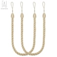 thumbnail image 4 of Gustavedesign 2Pcs Curtain Tieback Rope 27" Nylon Cord Curtain Tie Backs Holdbacks with 2 Metal Screw Hooks, Beige, 4 of 9