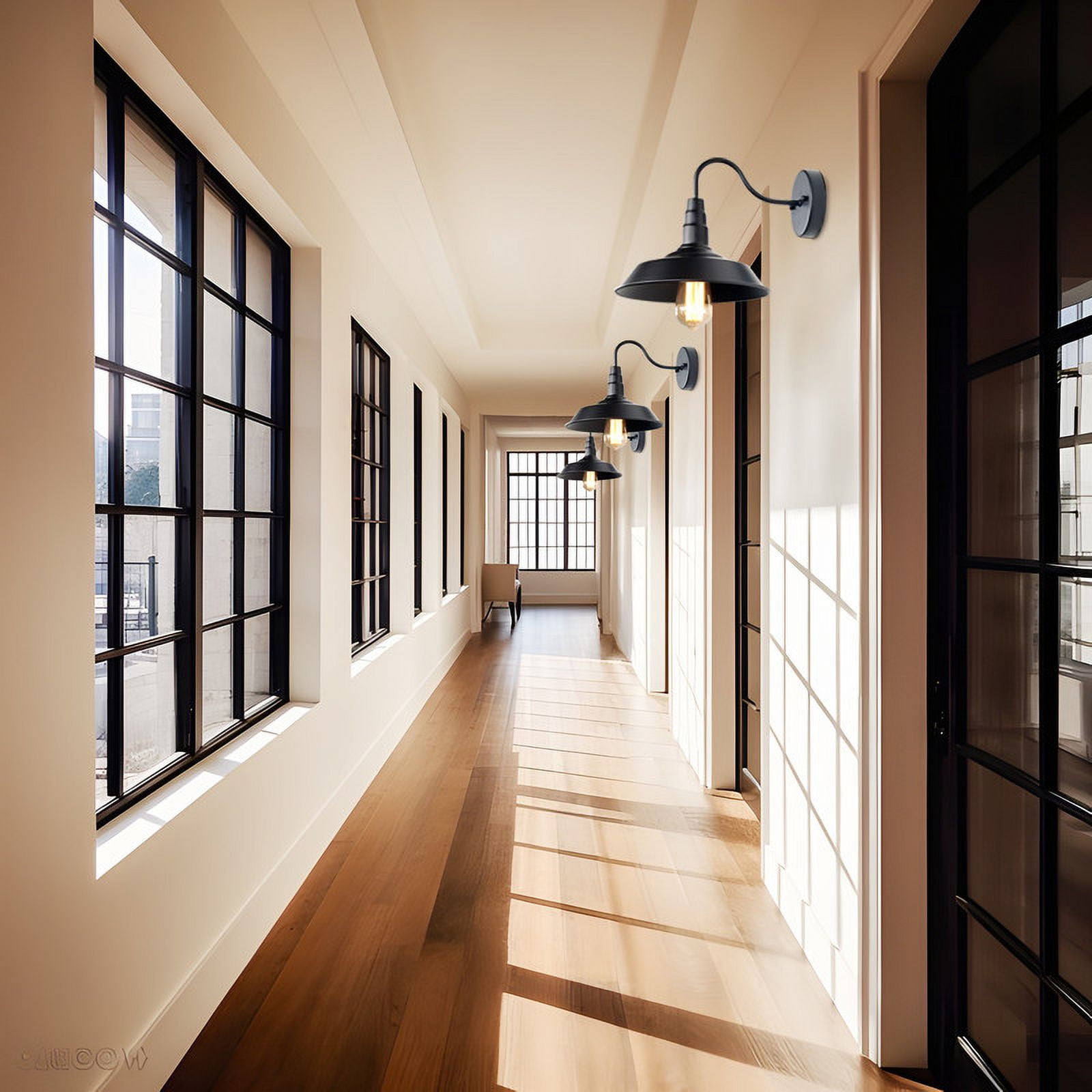LNC Matte Black Farmhouse Wall Sconce, 1-Light Goose-Neck Fixture for Powder & Dressing Rooms