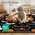 thumbnail image 4 of ODIKA 4'x6' Washable Area Rug Non-Slip, Chair-Friendly, Flatwoven Pumpkin Boho Halloween Bat Ghost Folk Spooky Motif Festive Border for Home Office, Under Desk, 4 of 7
