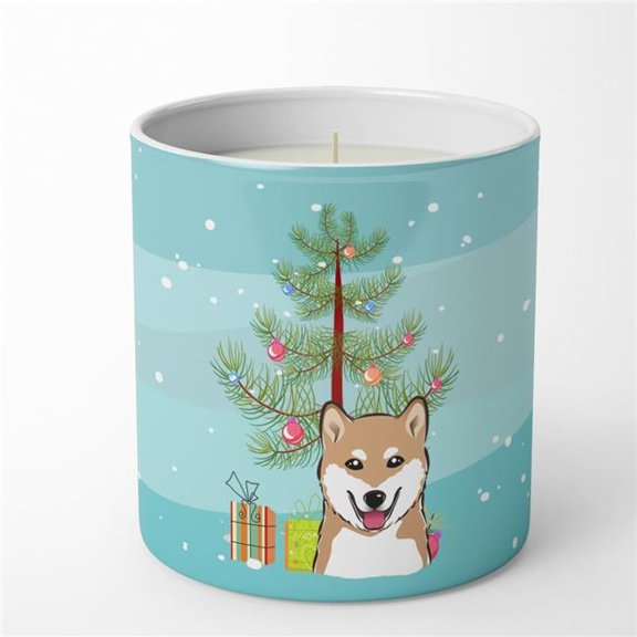 Carolines Treasures BB1597CDL 3.75 x 3.25 in. Unisex Christmas Tree & Shiba Inu 10 oz Decorative Soy Candle