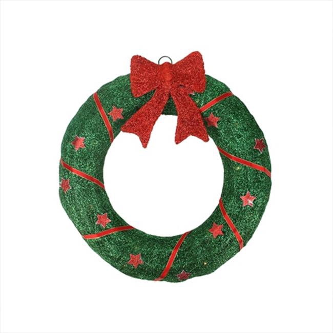 NorthLight 46 in. Lighted Outdoor Green Sisal Wreath With Bow