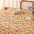 thumbnail image 3 of Handblock Print Cotton Tablecloth – Red Floral Cotton Indian Table Cover with Floral Block Print – Washable Dining Table Linen (60 Inches Round), 3 of 5