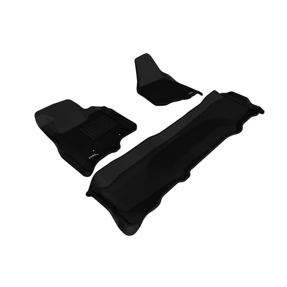 3D MAXpider Custom Fit Kagu Floor Mat (Black) for 2011-2012 Ford F-250 / F-350 / F-450 SUPERCREW - 1ST Row 2ND Row
