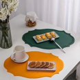 thumbnail image 3 of Leather Washable Placemats, Yellow Thick Faux Leather Heat Resistant Elliptical Shape Table Mats,Waterproof Non-Slip Easy to Clean Place mat for Kitch, 3 of 4