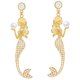 thumbnail image 1 of par de pendientes largos de sirena con perlas, joyería creativa para las orejas de mujer., 1 of 6
