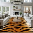 thumbnail image 4 of 5x8 Washable Area Rug, Brown Tiger Skin Non-Slip Large Rectangle Rug for Living Room Dining Room, Abstract Farm Brown Tiger Animal Texture Black Stripes Indoor Floor Mat for Home Decor, 4 of 9
