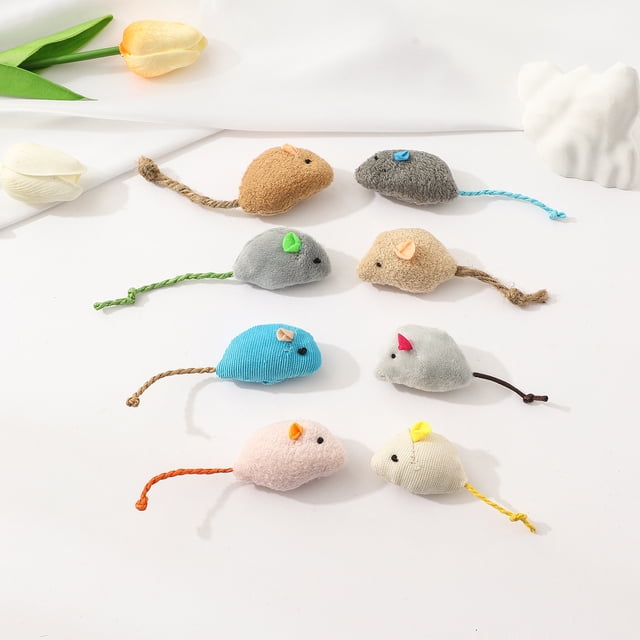 Suministros para mascotas, muñeco de peluche de simulación, traje de ratón con plumas, juguete molar resistente a los arañazos para gatos