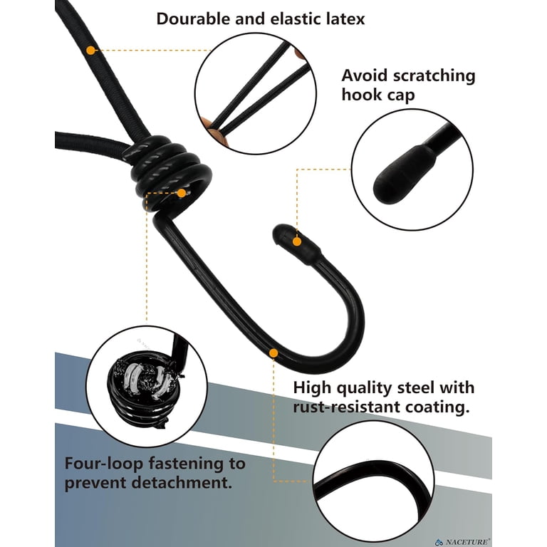 50-Pack Small Bungee Cords With Hooks, 6 Inch Heavy Duty Elastic Straps For Tarps, Camping, Tents