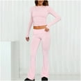 thumbnail image 3 of Scyoekwg Two Piece Workout Outfits For Women Slim Workout Outfits Long Sleeve Tops Long Pants Casual Two Piece Set Matching Outfits Fashion Sweatsuits (Pink,XXL), 3 of 5