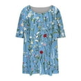 thumbnail image 7 of Jsaierl Plus Size Pleated Tops for Women Trendy Short Sleeve Blouses Dressy Casual Crewneck Tunics Cute Floral Print Summer Boho Top L-5XL, 7 of 7
