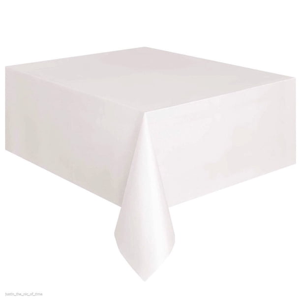 ¡Liquidación! Mantel cuadrado desechable Plertrvy de color liso para cumpleaños, blanco, grande, de plástico, rectangular, fácil de limpiar, para fiestas, blanco.