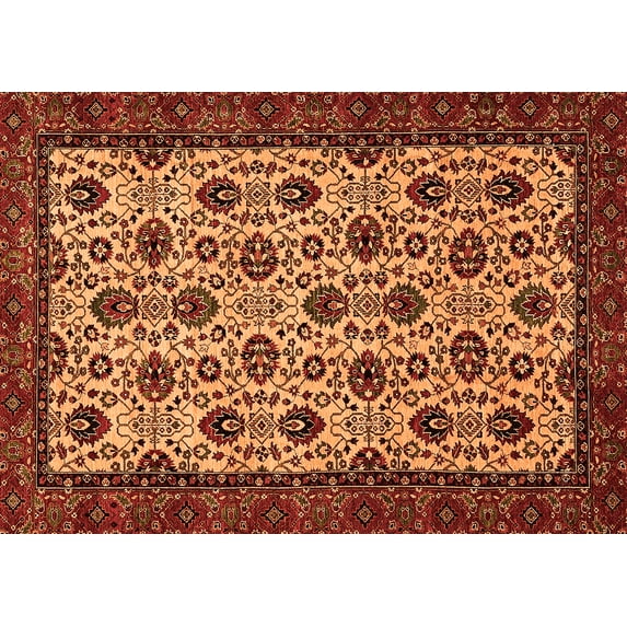 Ahgly Company Indoor Rectangle Abstract Orange Modern Area Rugs, 2' x 3'